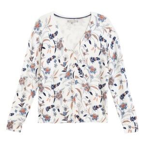 Daniel Rainn Ivory Fall Floral Print Button Front Cardigan Sweater Size Small